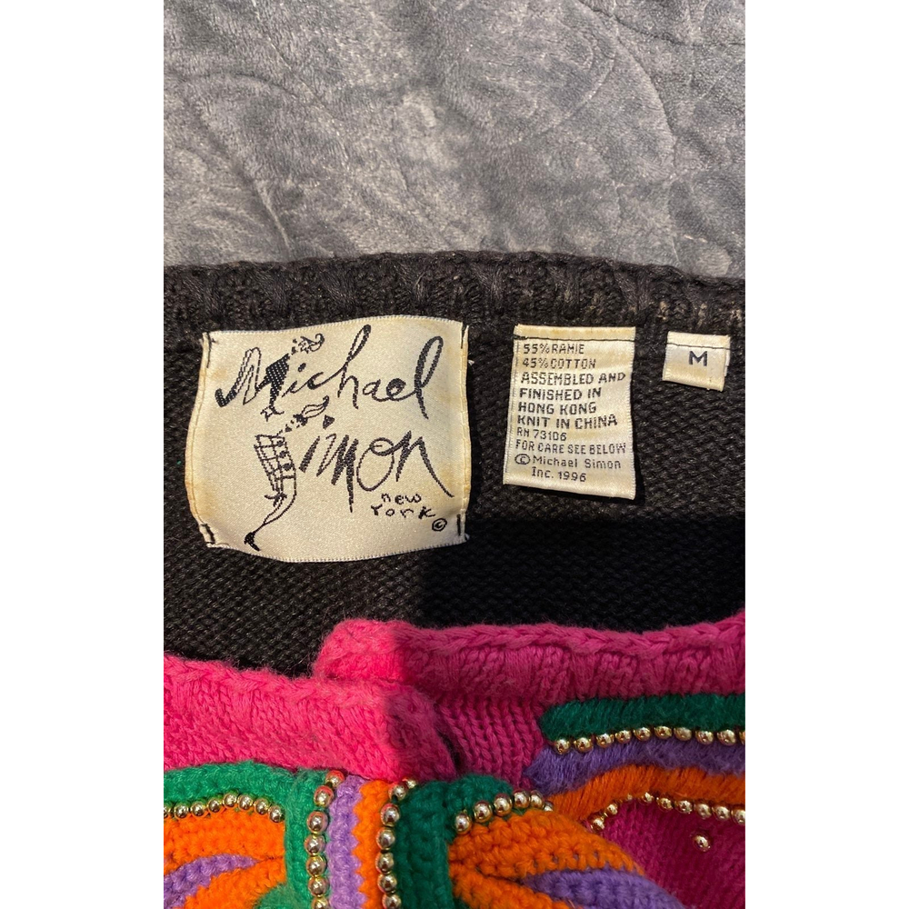 Vintage (1996) Michael Simon Holiday Gifts Bows Collectible Sweater Jacket Size - Picture 6 of 6